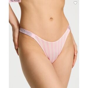 Victoria's Secret Very Sexy Rhinestone Thong Panty Womens Medium Pink Stripe